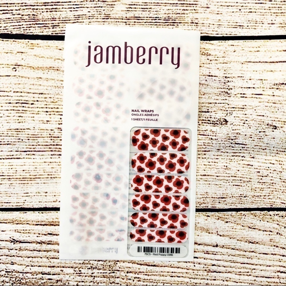 Jamberry full sheet of nail wraps in Red Poppy